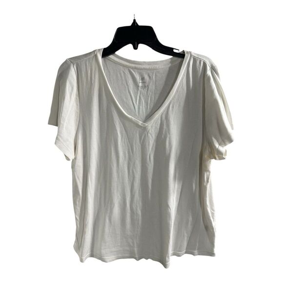 J Jill Women White Luxe Pima Relaxed Tee Medium Cotton Dolman Cap Sleeve - Picture 1 of 7